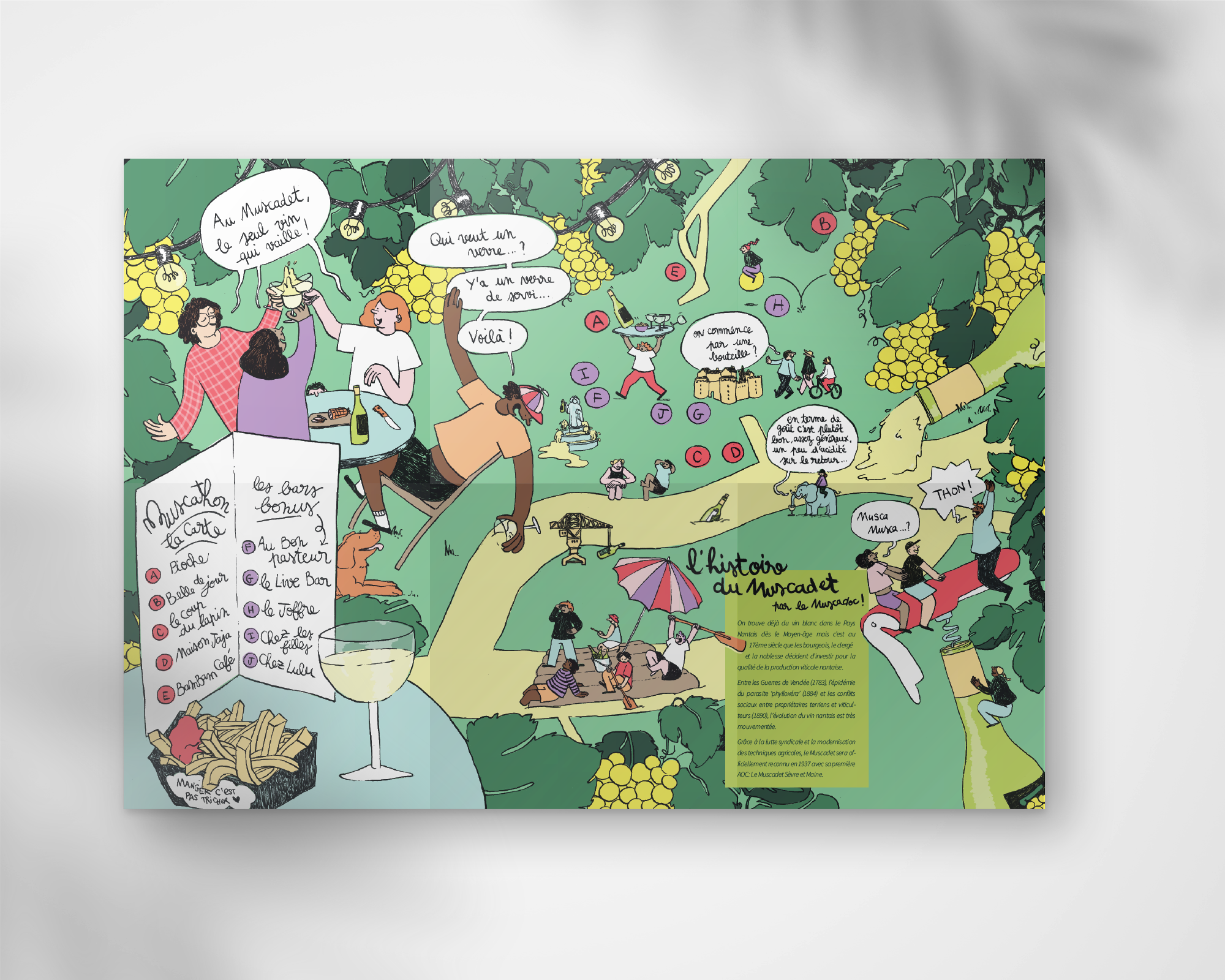 Carte illustrée Nantes muscadet Muscathon